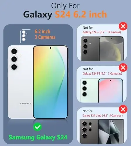 Samsung Galaxy S24 uchun FNTCASE g'ilofi: Ikki qatlamli og'ir yukga chidamli telefon himoya g'ilofi, zarbga chidamli, sirpanmaydigan teksturali, harbiy darajadagi himoya bamperi - 2024, 6.2 dyuym, och binafsha rang. - 2