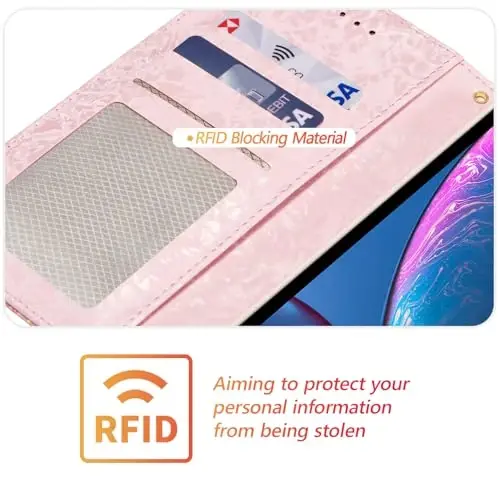 UEEBAI Wallet Case for Samsung Galaxy S25 Edge 5G, PU Leather Phone Case Kickstand RFID Blocking Flip Case Card Slots Wrist Strap Relief Engraved Pattern Magnetic Closure Flower Case, Blue Butterfly - 3