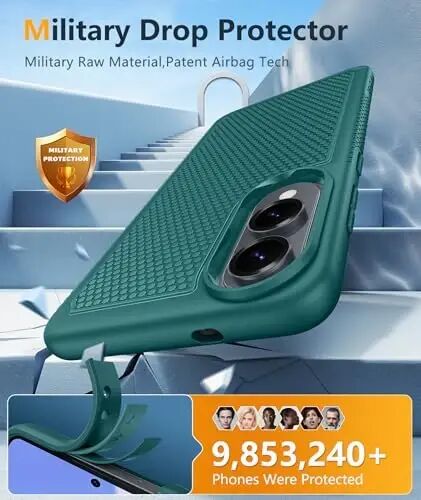 FNTCASE for Samsung Galaxy S25 Edge Phone Case: Dual Layer Non Slip Green | With Screen Protector, Shockproof Drop Protection, Matte Textured Protective Cell Phone Cover, for Daily Use, Green 