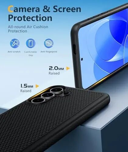 FNTCASE for Samsung Galaxy S25 FE Case: Shockproof Protective Non Slip | With Screen Protector, Shockproof Drop Protection, Matte Textured Protective Cell Phone Cover, for Daily Use, Black 