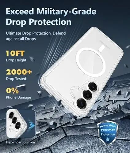 FNTCASE for Samsung Galaxy S25-FE Case Clear Compatible with Magsafe | Screen Protector, Anti Yellowing, Magnetic Phone Cases, Slim, Rugged, Shockproof Protective, Transparent Cell Cover - 4