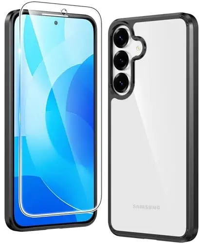 Samsung Galaxy S25 FE uchun FNTCASE g'ilofi: Samsung Galaxy S25 FE uchun shaffof harbiy darajadagi tushishdan himoya qiluvchi, sarg'aymaydigan mobil telefon g'ilofi - mustahkam zarbaga chidamli himoya bamperli shaffof telefon g'ilofi 