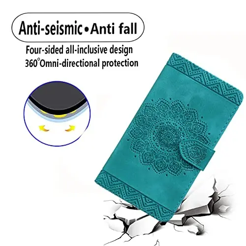Rosbtib Flip Case for Samsung Galaxy S25 / Galaxy S24, Durable PU Leather Wallet Case with Card Holder Protective Cover for Galaxy S25 / S24 - Mandala Green - 6