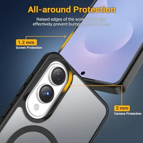 Temdan for Samsung Galaxy S25 Edge Case [Compatible with MagSafe] [Military-Grade Drop Protection] [Anti-Fingerprint] [Anti-Scratch] Slim Silky-Soft Touch Translucent Matte Sleeve Case, Black - 4