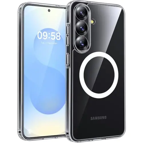 Samsung Galaxy S25 için TOCOL Manyetik Kılıf, Geliştirilmiş Tam Kamera Koruması, Magsafe Uyumlu, Düşme Korumalı İnce Şeffaf Kapak, Samsung Galaxy S25 6.2 İnç için (Şeffaf) 