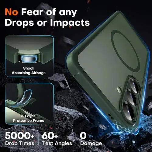 Samsung Galaxy S25 için TOCOL Manyetik Kılıf, Yükseltilmiş Tam Kamera Koruması, Magsafe Uyumlu, Düşmeye Karşı Koruma İnce Şeffaf Arka Kapak, Samsung Galaxy S25 6.2 İnç için (Alpin Yeşili) - 4