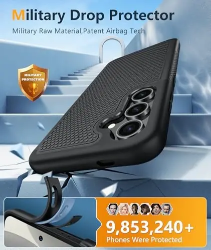 FNTCASE for Samsung Galaxy S25 Case: Dual Layer Heavy Duty Cell Phone Protective Cover Shockproof Rugged with Non-Slip Textured - Military Drop Protection Bumper Tough - 2025, 6.2 inch (Black) - 4