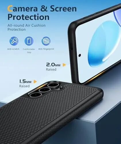 FNTCASE for Samsung Galaxy S25 Phone Case: Dual Layer Non Slip Protective | With Screen Protector, Shockproof Drop Protection, Matte Textured Protective Cell Phone Cover, for Daily Use, Black - FNTCASE