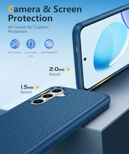 FNTCASE for Samsung Galaxy S25 Phone Case: Dual Layer Non Slip Protective | With Screen Protector, Shockproof Drop Protection, Matte Textured Protective Cell Phone Cover, for Daily Use, Blue 