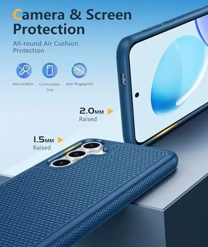 FNTCASE for Samsung Galaxy S25 Phone Case: Dual Layer Non Slip Protective | With Screen Protector, Shockproof Drop Protection, Matte Textured Protective Cell Phone Cover, for Daily Use, Blue - 1