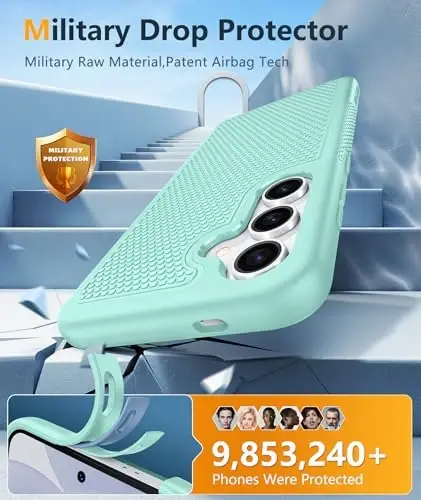 FNTCASE for Samsung Galaxy S25-Plus Case: S24-Plus Dual Layer Heavy Duty Phone Protective Cover Shockproof Rugged with Non-Slip Textured - Military Drop Protection Bumper Tough - 6.7 inch (Mint Green) - 4