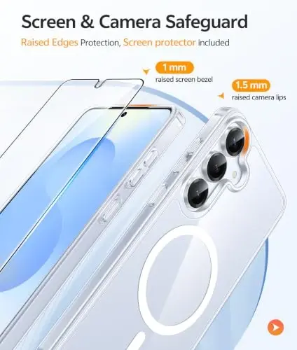 FNTCASE for Samsung Galaxy S25 Plus Case: Samsung Galaxy S24 Plus Phone Case [Fit with Magsafe] Anti Yellowing Transparent Clear [Screen Protector] Military Grade Shockproof Protective Phone Cover - 4