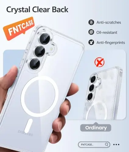 FNTCASE for Samsung Galaxy S25 Plus Case: Samsung Galaxy S24 Plus Phone Case [Fit with Magsafe] Anti Yellowing Transparent Clear [Screen Protector] Military Grade Shockproof Protective Phone Cover - 5