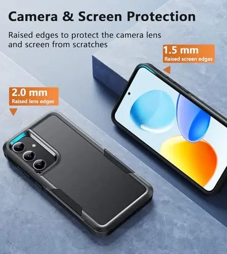 Samsung Galaxy S25-Plus uchun FNTCASE gʻilofi: S24-Plus ikki qavatli mustahkam telefon himoya qopqogʻi, zarbga chidamli, sirpanmaydigan teksturali, harbiy darajadagi himoya bamperi – 6,7 dyuym (Qora) - 5
