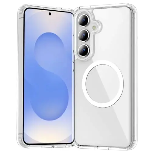 Samsung Galaxy S25 Plus uchun Temdan g‘ilofi, [Simsiz quvvatlanish][Sarg‘ayishga qarshi][Harbiy darajadagi himoya] Samsung Galaxy S25 Plus uchun zarbga chidamli, yupqa magnitli telefon g‘ilofi, Shaffof - 1