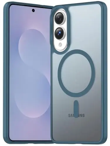 Samsung Galaxy S25 uchun Temdan Edge g‘ilofi [MagSafe bilan mos keladi] [Harbiy darajadagi tushishdan himoya] [Barmoq iziga qarshi] [Tirnalishga qarshi] Yupqa ipakdek yumshoq yarim shaffof mat g‘ilof, ko‘k 