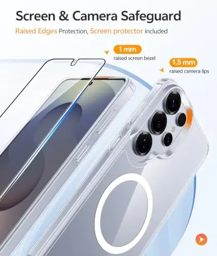 FNTCASE for Samsung Galaxy S25 Ultra Case: [Fit for Magsafe] Anti Yellowing Transparent Clear with [Screen Protector] Military Grade Shockproof Protective Phone Cover - 4
