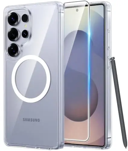 FNTCASE for Samsung Galaxy S25 Ultra Case Clear, Fit for Magsafe | Screen Protector, Anti Yellowing Magnetic Back, 14FT Military Grade Drop Protection, Shockproof Protective Phone Cover 