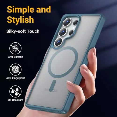 Temdan for Samsung Galaxy S25 Ultra Case,Slim Silky-Soft Touch Translucent Matte Sleeve Case, Blue - 6