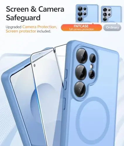 Samsung Galaxy S25 Ultra uchun FNTCASE g‘ilofi: [Magsafe bilan mos] [Kamerani to‘liq himoyalash] [Ekran himoyachisi] bilan yarim shaffof mat g‘iloflar, Harbiy darajadagi zarbaga chidamli himoya telefon qopqog‘i - 4