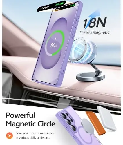 Samsung Galaxy S25 Ultra uchun FNTCASE g‘ilofi: [Magsafe uchun mos] [Kamera uchun to‘liq himoya] [Ekran himoyachisi] bilan shaffof mat g‘iloflar, harbiy darajadagi zarbga chidamli himoya telefon qopqog‘i - 3