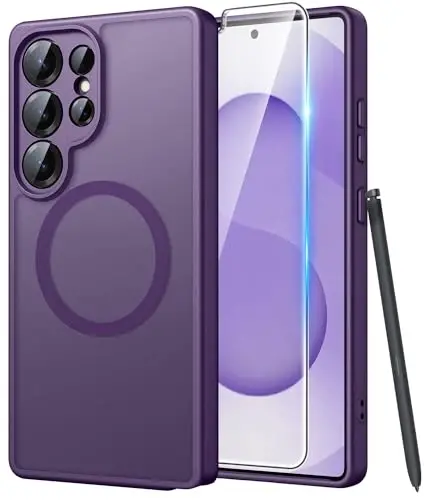 Samsung Galaxy S25 Ultra uchun FNTCASE g‘ilofi: [Magsafe uchun mos] [To‘liq kamera himoyasi] [Ekran himoyasi] bilan shaffof mat qoplamali, harbiy darajadagi zarbaga chidamli himoya telefon g‘ilofi 