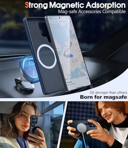 Samsung Galaxy S25 Ultra uchun JAME gʻilofi, [Magsafe bilan mos], [Harbiy darajadagi himoya], [Kamera stend himoyasi bilan] zarbaga chidamli ingichka telefon gʻilofi Samsung Galaxy S25 Ultra uchun, koʻk - 3