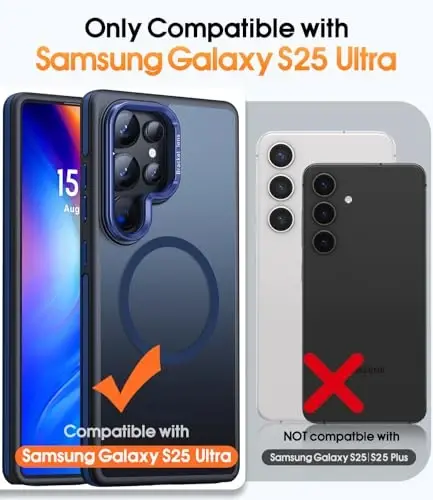 Samsung Galaxy S25 Ultra uchun JAME gʻilofi, [Magsafe bilan mos], [Harbiy darajadagi himoya], [Kamera stend himoyasi bilan] zarbaga chidamli ingichka telefon gʻilofi Samsung Galaxy S25 Ultra uchun, koʻk - JAME (1)