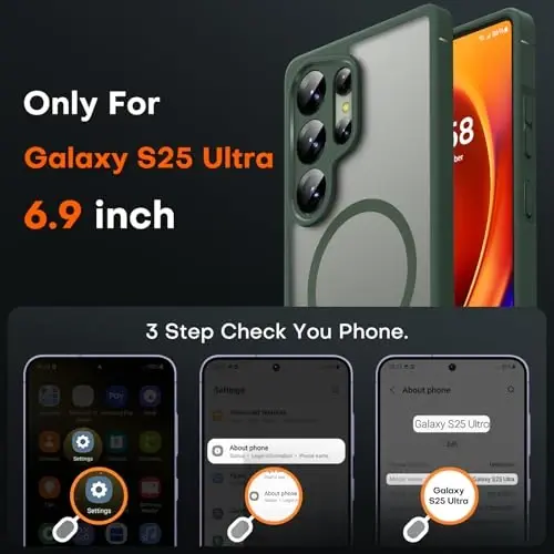 Samsung Galaxy S25 Ultra uchun TOCOL magnitli g'ilof, yangilangan to'liq kamera himoyasi, Magsafe bilan mos, tushishdan himoya qiluvchi ingichka shaffof orqa qopqoq, Samsung Galaxy S25 Ultra 6.9 dyuym uchun (Alpine Green) - TOCOL (1)