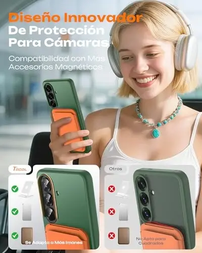 Samsung Galaxy S26 için TOCOL Kılıf, Magsafe ile Uyumlu, Tam Kamera Koruması, Dahili Manyetik Halka, Düşme Koruması, S26 6.3 inç için Yarı Saydam Mat Telefon Kılıfı (Alpin Yeşili) - 5