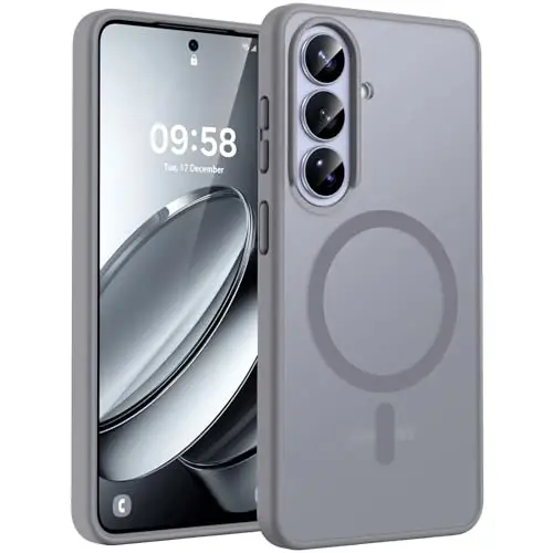 Samsung Galaxy S26 için TOCOL Kılıf, Magsafe ile Uyumlu, Tam Kamera Koruması, Dahili Manyetik Halka, Düşme Koruması, S26 6.3 inç için Yarı Saydam Mat Telefon Kılıfı (Gri) 
