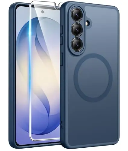 FNTCASE for Samsung Galaxy S26 Case, Fit for Magsafe, with Screen Protector | Full Camera Protection, Translucent Matte, 14FT Military Grade Drop Proof, Shockproof Protective Phone Cover, Blue 