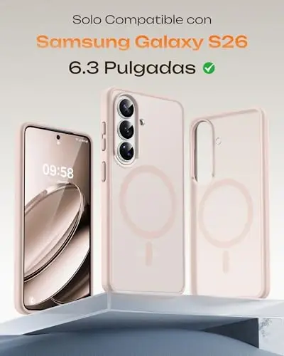 Samsung Galaxy S26 Kılıfı için TOCOL, Magsafe ile Uyumlu, Tam Kamera Koruması, Dahili Manyetik Halka, Düşme Koruması, S26 6.3 inç için Yarı Saydam Mat Telefon Kılıfı (Çöl Rengi) - TOCOL (1)