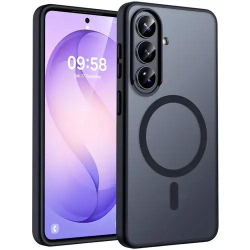 Samsung Galaxy S26 Kılıfı için TOCOL, Magsafe Uyumlu, Tam Kamera Korumalı, Dahili Mıknatıslı, Düşmeye Karşı Korumalı, S26 6.3 inç için Yarı Saydam Mat Telefon Kılıfı (Siyah) 