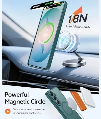 FNTCASE for Samsung Galaxy S26 Plus Case, Fit for Magsafe, Screen Protector | Full Camera Protection, Translucent Matte, 14FT Military Grade Drop Proof, Shockproof Protective Phone Cover, Sagebrush Green - 3