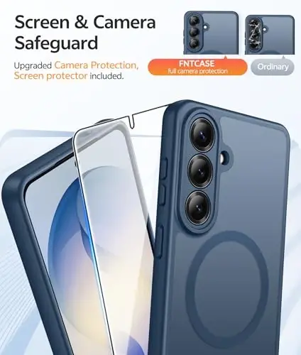 FNTCASE for Samsung Galaxy S26 Plus Case, Fit for Magsafe, Screen Protector | Full Camera Protection, Translucent Matte, 14FT Military Grade Drop Proof, Shockproof Protective Phone Cover, Blue - 4
