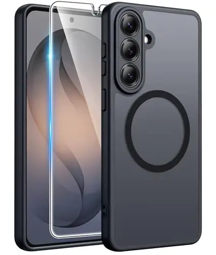 Samsung Galaxy S26 uchun FNTCASE g‘ilofi: [Magsafe uchun mos] [To‘liq kamera himoyasi va ekran himoyachisi] Shaffof matli harbiy darajadagi - Samsung S 26 uchun zarbaga chidamli himoya telefon qopqog‘i - Qora 6,3 dyuym 