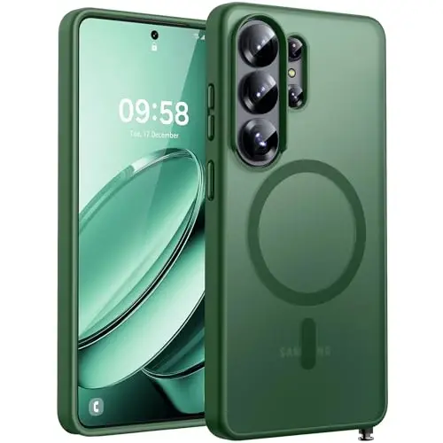 Samsung Galaxy S26 Ultra için TOCOL Kılıf, Magsafe ile Uyumlu, Dahili Mıknatıslar, Düşmeye Karşı Koruma, İnce Yarı Saydam Mat, S26 Ultra Telefon Kılıfı 6.9 inç (Alpine Yeşili) 