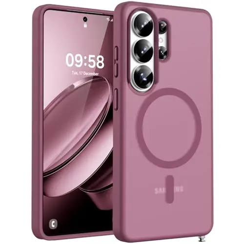 Samsung Galaxy S26 Ultra için TOCOL Kılıf, Magsafe ile Uyumlu, Dahili Mıknatıslar, Düşmeye Karşı Koruma, İnce Yarı Saydam Mat, S26 Ultra Telefon Kılıfı 6.9 inç (Erik Rengi) 