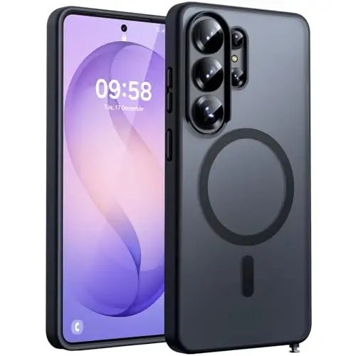 Samsung Galaxy S26 Ultra için TOCOL Kılıf, Magsafe ile Uyumlu, Dahili Mıknatıslar, Düşmeye Karşı Koruma, İnce Yarı Saydam Mat, S26 Ultra Telefon Kılıfı 6.9 inç (Siyah) 