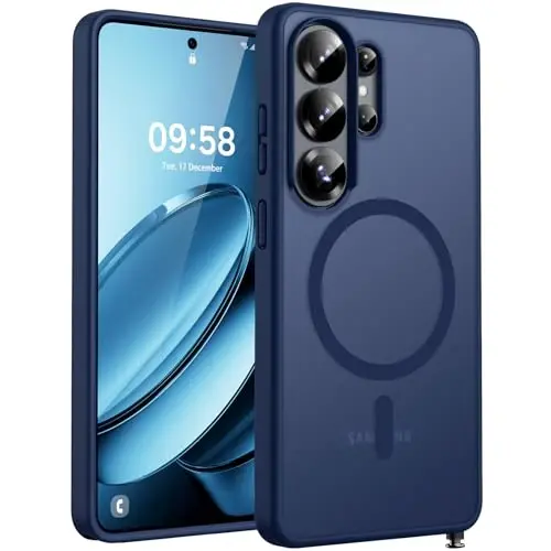 Samsung Galaxy S26 Ultra için TOCOL Kılıf, Magsafe Uyumlu, Dahili Mıknatıslar, Düşme Koruması, S26 Ultra 6.9 inç Telefon Kılıfı için İnce Yarı Saydam Mat (Koyu Mavi) - 1
