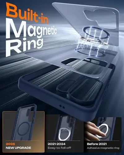 Samsung Galaxy S26 Ultra için TOCOL Kılıf, Magsafe Uyumlu, Dahili Mıknatıslar, Düşme Koruması, S26 Ultra 6.9 inç Telefon Kılıfı için İnce Yarı Saydam Mat (Koyu Mavi) - 3
