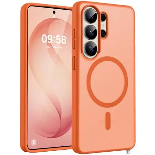 Samsung Galaxy S26 Ultra için TOCOL Kılıf, Magsafe Uyumlu, Dahili Mıknatıslar, Düşme Koruması, S26 Ultra Telefon Kılıfı 6.9 inç için İnce Yarı Saydam Mat (Turuncu) 