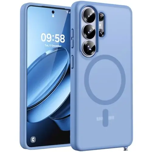 Samsung Galaxy S26 Ultra için TOCOL Kılıf, Magsafe Uyumlu, Dahili Mıknatıslar, Düşmeye Karşı Koruma, İnce Yarı Saydam Mat S26 Ultra Telefon Kılıfı 6.9 inç (Açık Mavi) 