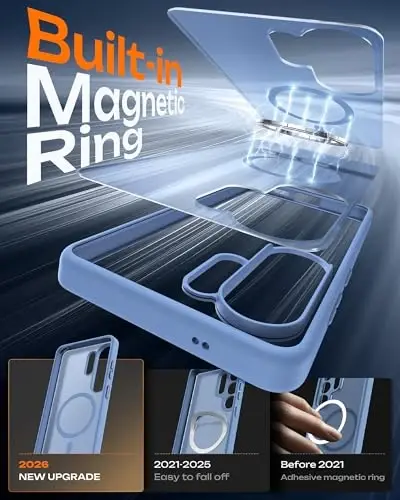 Samsung Galaxy S26 Ultra için TOCOL Kılıf, Magsafe Uyumlu, Dahili Mıknatıslar, Düşmeye Karşı Koruma, İnce Yarı Saydam Mat S26 Ultra Telefon Kılıfı 6.9 inç (Açık Mavi) - 3