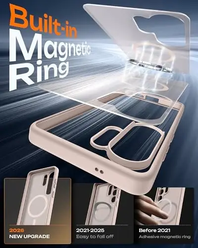 Samsung Galaxy S26 Ultra için TOCOL Kılıf, Magsafe Uyumlu, Dahili Mıknatıslar, Düşmeye Karşı Koruma, S26 Ultra 6.9 inç Telefon Kılıfı için İnce Yarı Saydam Mat (Çöl Rengi) - 3