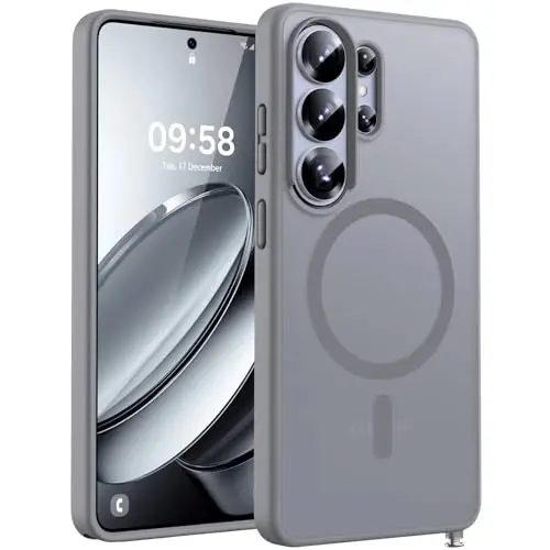 Samsung Galaxy S26 Ultra için TOCOL Kılıf, Magsafe Uyumlu, Dahili Mıknatıslar, Düşmeye Karşı Koruma, S26 Ultra 6.9 inç Telefon Kılıfı için İnce Yarı Saydam Mat (Gri) 