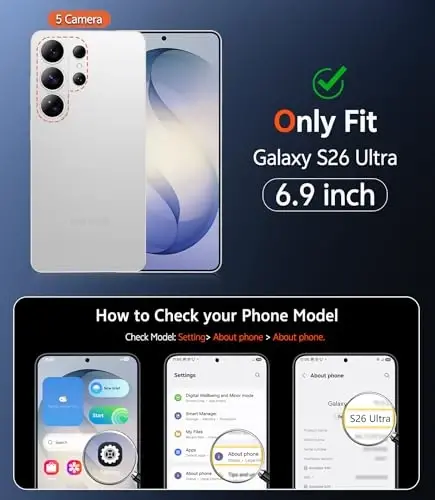 Samsung Galaxy S26-Ultra uchun FNTCASE g'ilofi: Magsafe bilan mos keluvchi ekran himoyachili shaffof magnit telefon g'iloflari, yupqa, sarg'ayishga qarshi, mustahkam himoyalovchi shaffof telefon g'ilofi (Moviy magnit) - 2