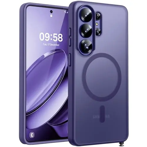 Samsung Galaxy S26 Ultra uchun TOCOL g'ilofi, Magsafe bilan mos, o'rnatilgan magnitlar, tushishdan himoya, yupqa yarim shaffof mat, S26 Ultra 6.9 dyuymli telefon uchun (Midnight Purple) 