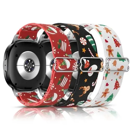 Samsung Galaxy Saat Kordonları Kadınlar için LETOID, Samsung Galaxy Watch 8/7/6/5/4/FE, Active 2 için Tasarlanmış Bling Esnek Naylon Kayış – Yumuşak, Nefes Alabilir, Ayarlanabilir, Simli Elastik Bileklik - 1